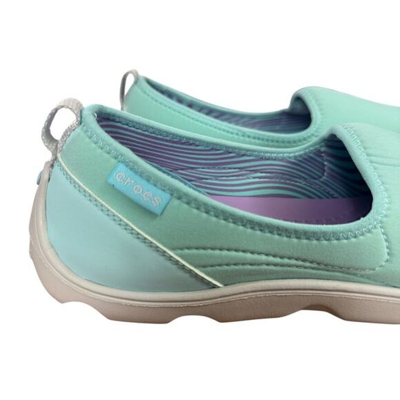 Crocs Duet Busy Day Skimmer Slip On Shoes Aqua Flat Mismatched Left 8 Right 9 - Picture 7 of 12